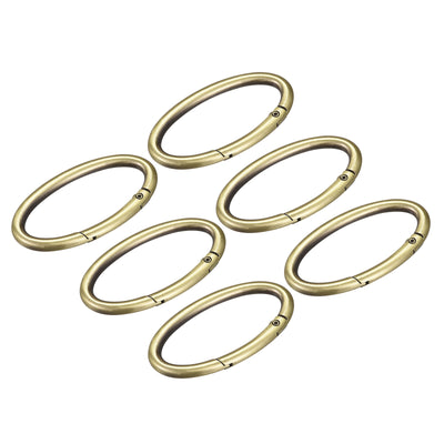 Harfington Uxcell 2.36 Inch Spring Oval Ring Snap Clip Trigger for Bag Purse Keychain, 6Pcs Bronze