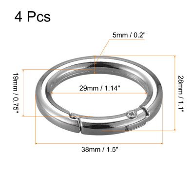 Harfington Uxcell 1.5 Inch Spring Oval Ring Snap Clip Trigger for Bag Purse Keychain, 4Pcs Silver
