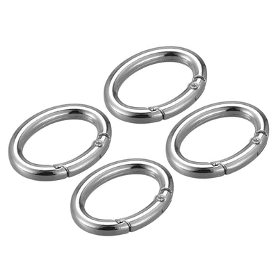 Harfington Uxcell 1.5 Inch Spring Oval Ring Snap Clip Trigger for Bag Purse Keychain, 4Pcs Silver