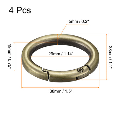 Harfington Uxcell 1.5 Inch Spring Oval Ring Snap Clip Trigger for Bag Purse Keychain, 4Pcs Bronze