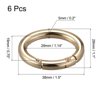 Harfington Uxcell 1.5 Inch Spring Oval Ring Snap Clip Trigger for Bag Purse Keychain, 6Pcs Gold