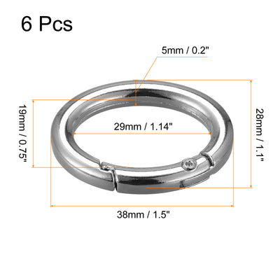 Harfington Uxcell 1.5 Inch Spring Oval Ring Snap Clip Trigger for Bag Purse Keychain, 6Pcs Silver