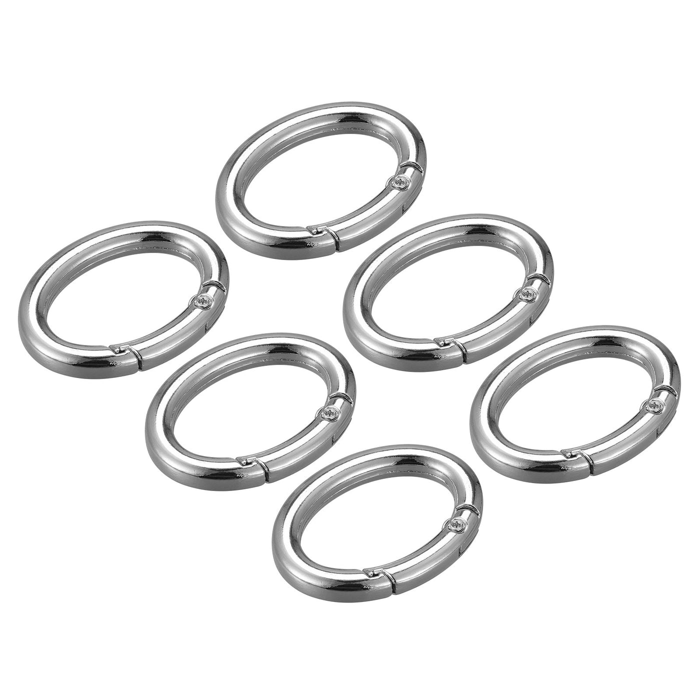 uxcell Uxcell 1.5 Inch Spring Oval Ring Snap Clip Trigger for Bag Purse Keychain, 6Pcs Silver