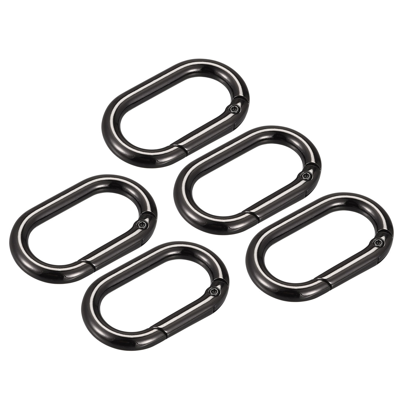 uxcell Uxcell 1.61" Spring Oval Ring Snap Clip Trigger for Bag Purse Keychain, 5Pcs Dark Grey