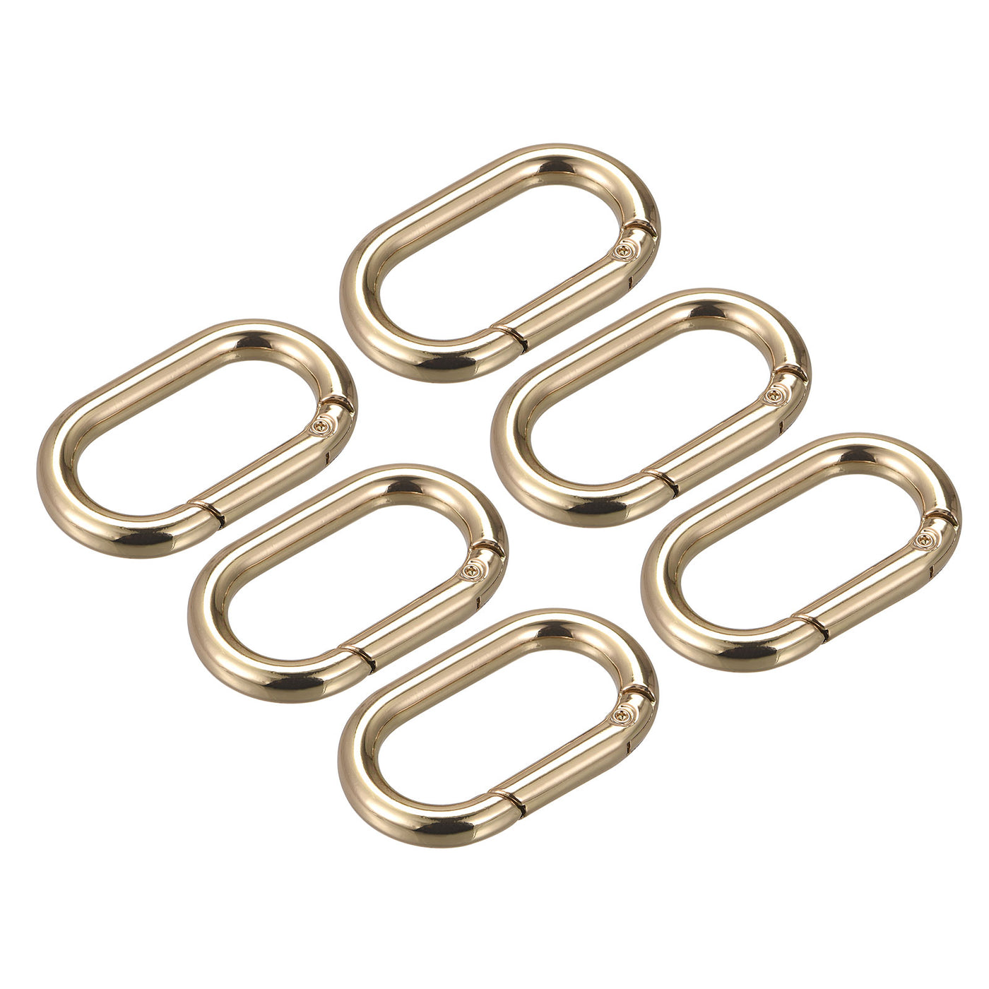 uxcell Uxcell 1.61" Spring Oval Ring Snap Clip Trigger for Bag Purse Keychain, 6Pcs Gold
