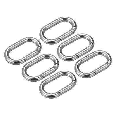 Harfington Uxcell 1.61" Spring Oval Ring Snap Clip Trigger for Bag Purse Keychain, 6Pcs Silver