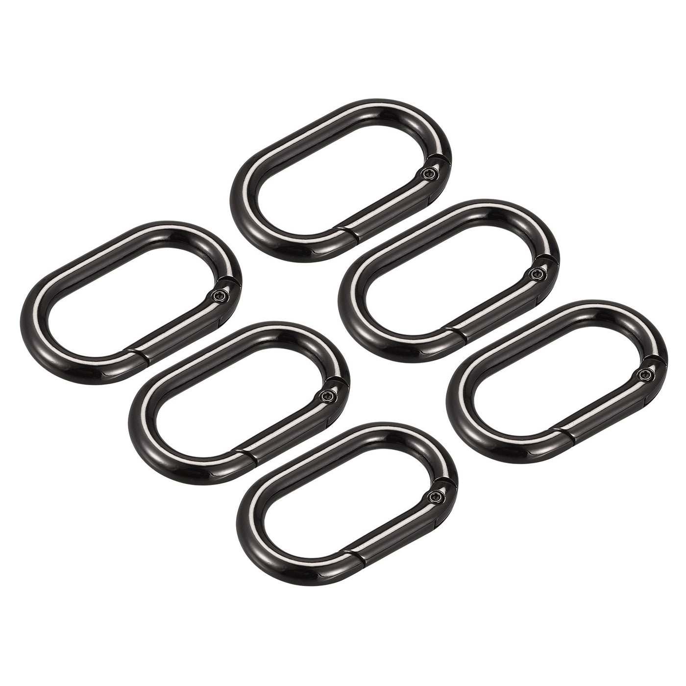 uxcell Uxcell 1.61" Spring Oval Ring Snap Clip Trigger for Bag Purse Keychain, 6Pcs Dark Grey