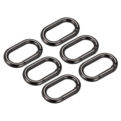Harfington Uxcell 1.61" Spring Oval Ring Snap Clip Trigger for Bag Purse Keychain, 6Pcs Dark Grey