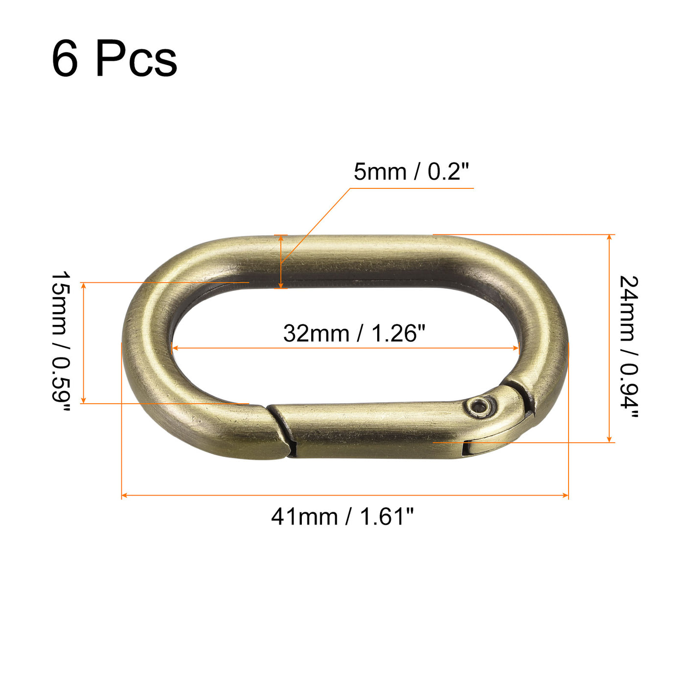uxcell Uxcell 1.61" Spring Oval Ring Snap Clip Trigger for Bag Purse Keychain, 6Pcs Bronze