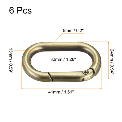 Harfington Uxcell 1.61" Spring Oval Ring Snap Clip Trigger for Bag Purse Keychain, 6Pcs Bronze