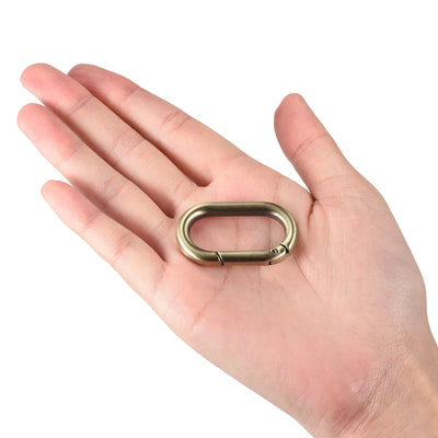 Harfington Uxcell 1.61" Spring Oval Ring Snap Clip Trigger for Bag Purse Keychain, 6Pcs Bronze