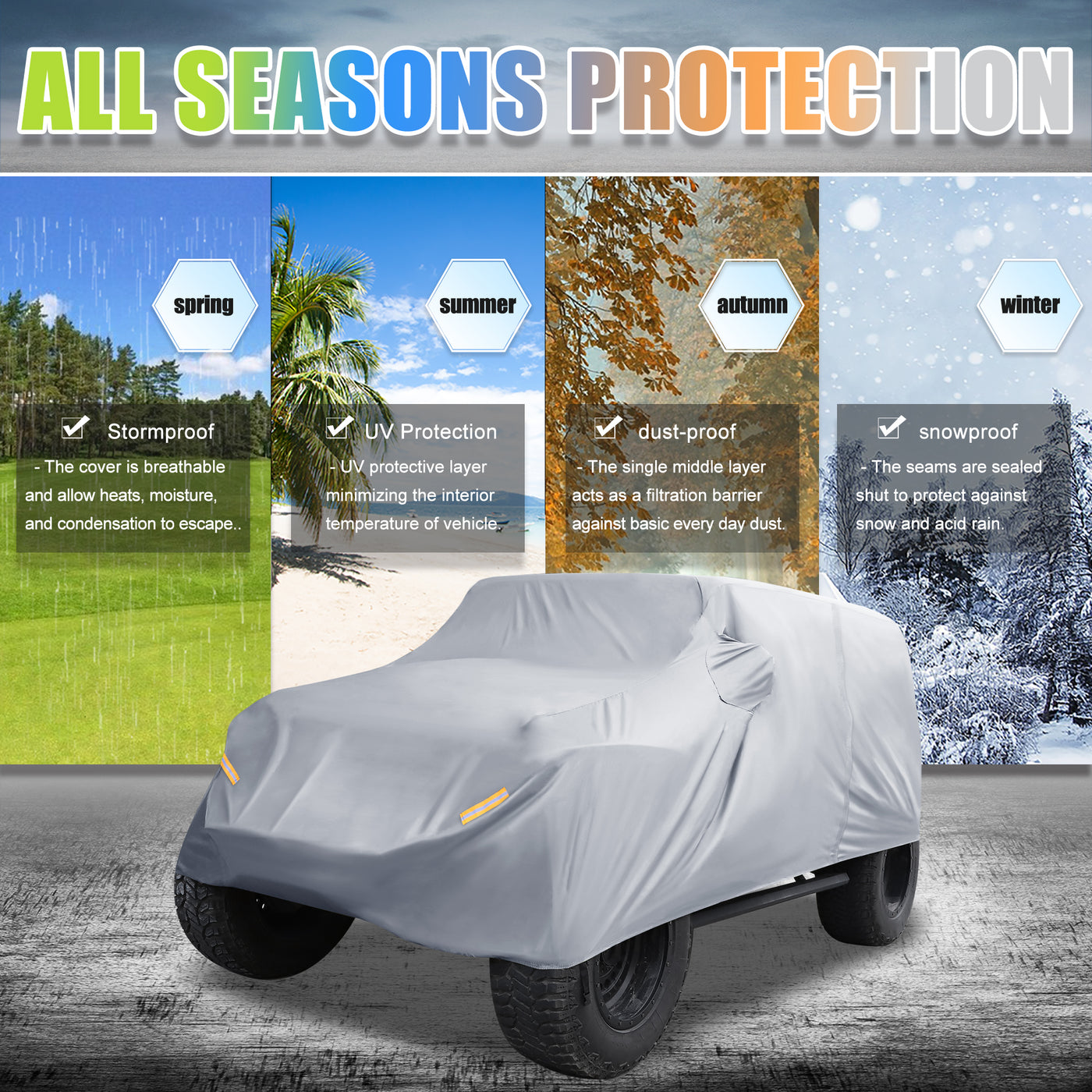 X AUTOHAUX SUV Car Cover Fit for Jeep Wrangler JK JL 2 Door 2007-2021 Outdoor Waterproof Sun Rain Dust Wind Snow Protection 210D Oxford