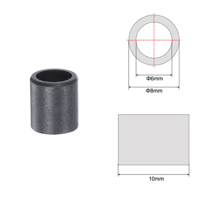 Harfington Uxcell Sleeve Bearings 6mmx8mmx10mm POM Wrapped Oilless Bushings Black 2pcs