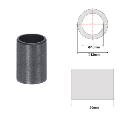 Harfington Uxcell Sleeve Bearings 10mmx12mmx20mm POM Wrapped Oilless Bushings Black 2pcs