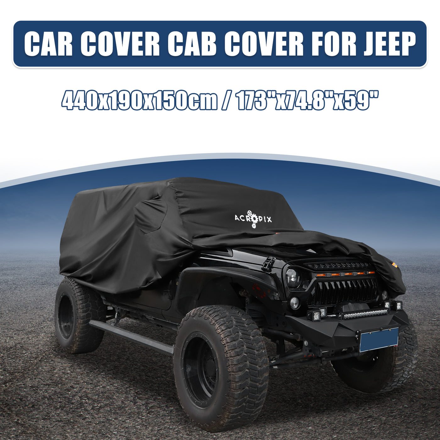 ACROPIX SUV Car Cover Fit for Jeep Wrangler JK JL 2 Door 2007-2017 with Driver Door Snow Rain All Weather Protection - Pack of 1 Black