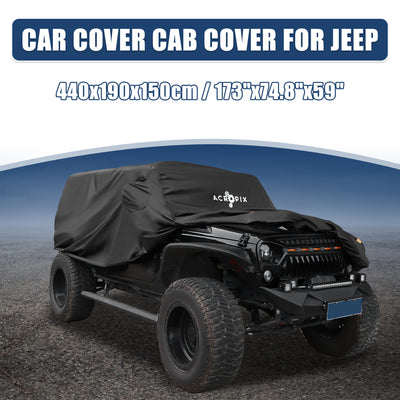 Harfington SUV Car Cover Fit for Jeep Wrangler JK JL 2 Door 2007-2017 with Driver Door Snow Rain All Weather Protection - Pack of 1 Black