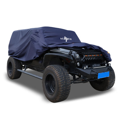 ACROPIX SUV Car Cover Fit for Jeep Wrangler JK JL 2 Door 2007-2017 with Driver Door Snow Rain All Weather Protection - Pack of 1 Navy Blue