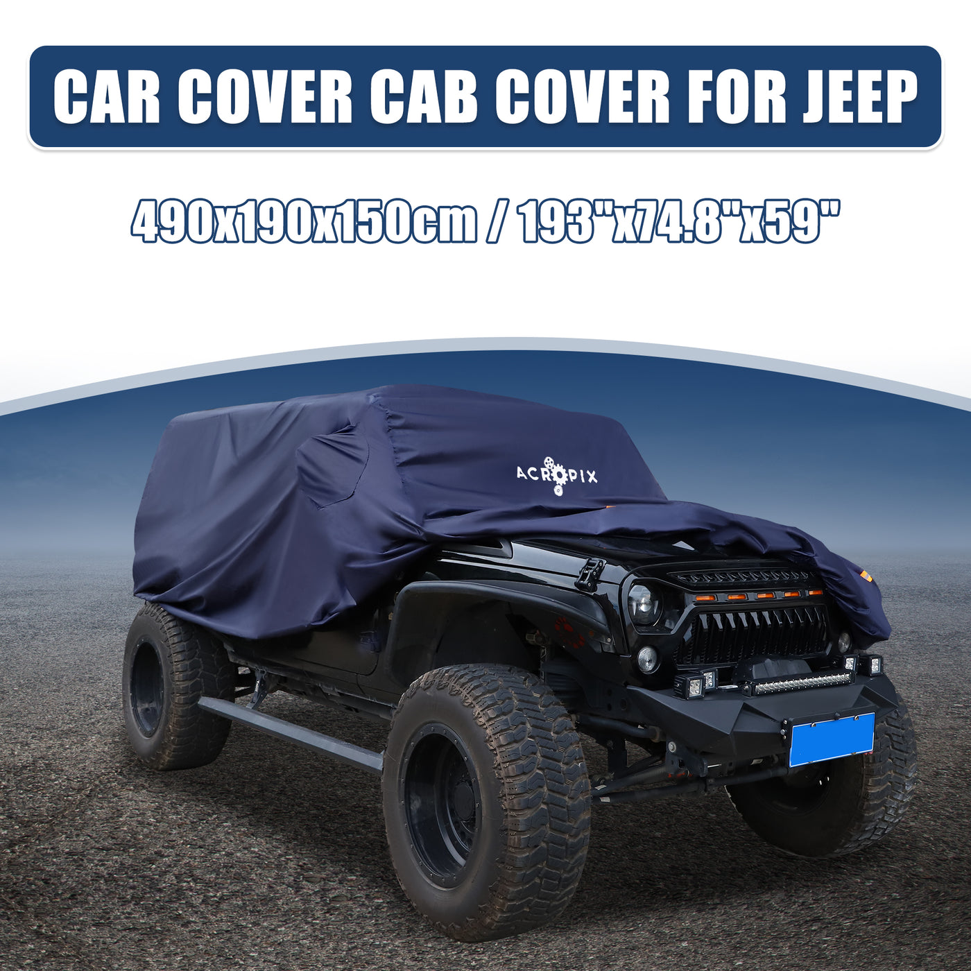 ACROPIX SUV Car Cover Fit for Jeep Wrangler JK JL 4 Door 2007-2017 with Driver Door Snow Rain All Weather Protection - Pack of 1 Navy Blue