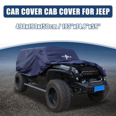 Harfington SUV Car Cover Fit for Jeep Wrangler JK JL 4 Door 2007-2017 with Driver Door Snow Rain All Weather Protection - Pack of 1 Navy Blue