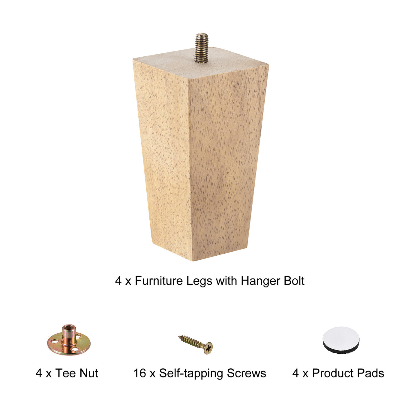 uxcell Uxcell Furniture Legs, Square Wood Couch Legs, with Accessories