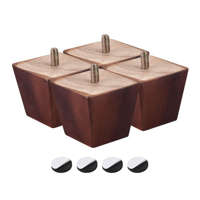 Harfington Uxcell Furniture Legs, 2 Inch(50mm) Set of 4 Square Solid Wood Couch Legs, Brown