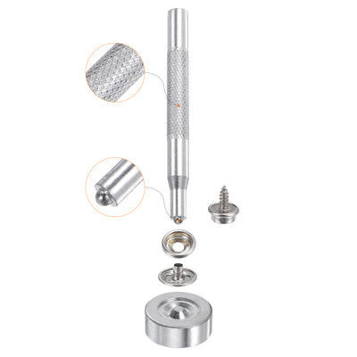 Harfington 20 Sets Screw Snap Kit 10mm Stainless Steel Snaps Button with Tool, Silver Tone