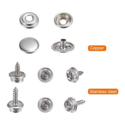 Harfington 40 Sets Screw Snap Fasteners Kit 15mm Metal Snaps with Dies, Silver Tone