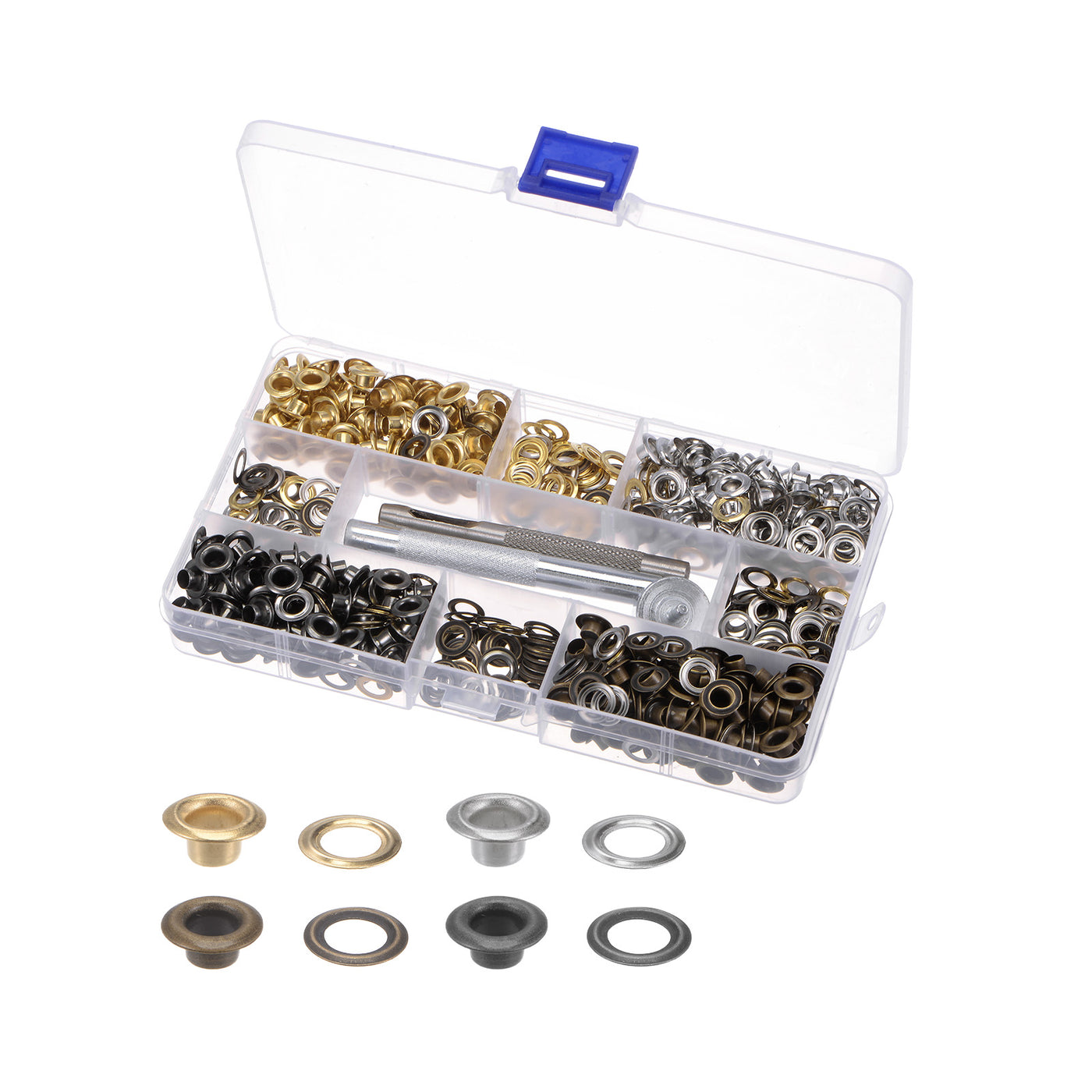 Harfington 4 Colors Grommet Kit 400 Set 5mmx10mm Dia Copper Grommets Eyelets with Tools