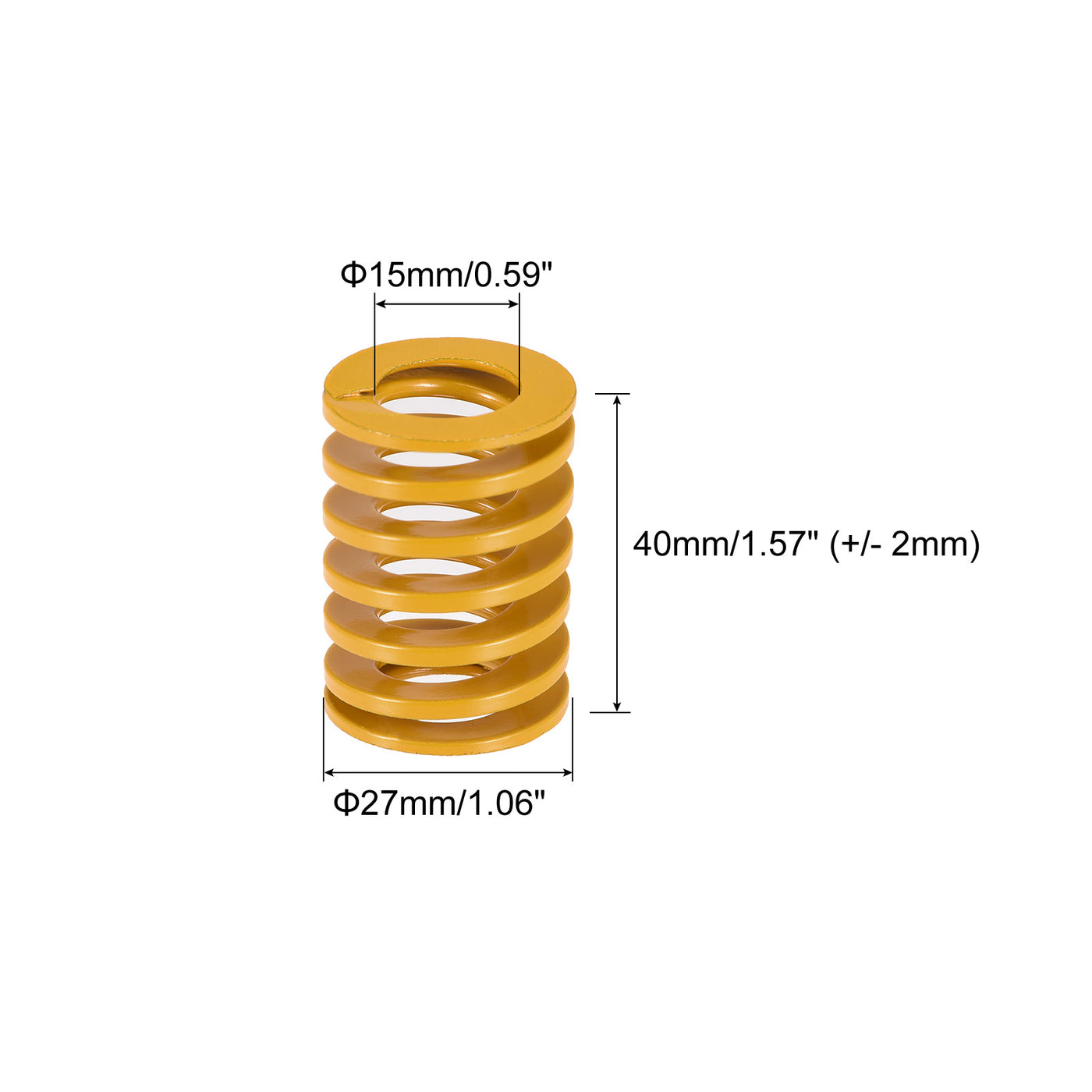 uxcell Uxcell Die Spring, 27mm OD 40mm Long 4pcs Stamping Light Load Compression Yellow