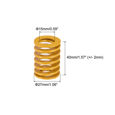 Harfington Uxcell Die Spring, 27mm OD 40mm Long 4pcs Stamping Light Load Compression Yellow