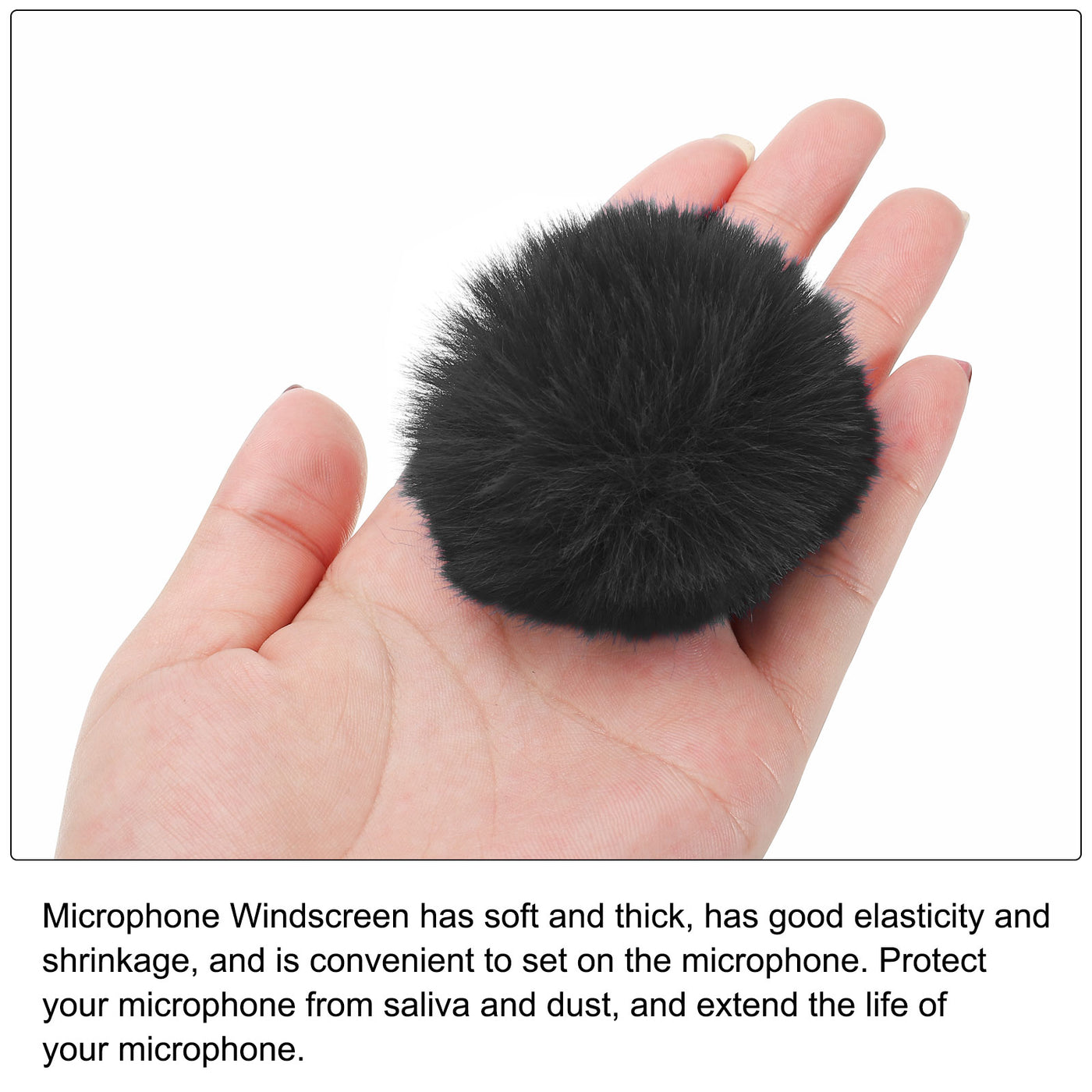 Harfington Furry Microphone Windscreen 7mmx 60mm Mic Cover Windshield Black