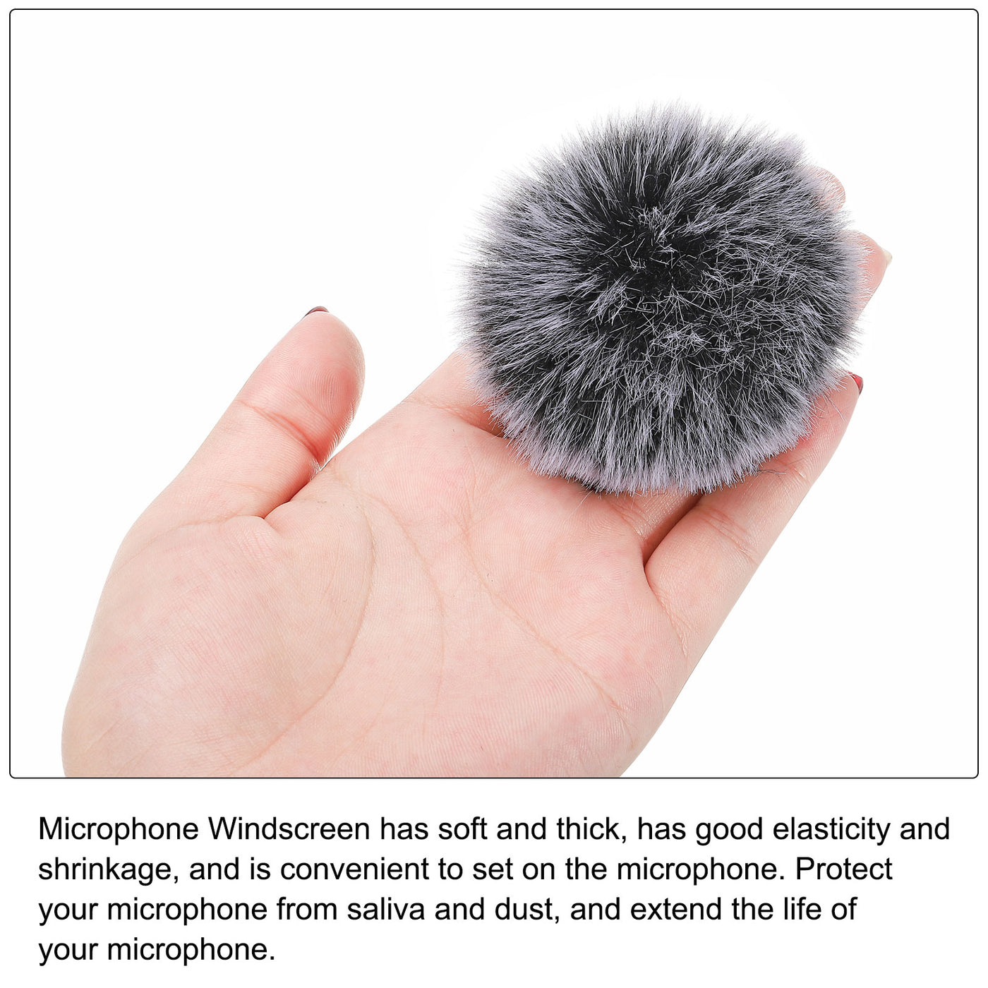 Harfington Furry Microphone Windscreen 7mmx 55mm Mic Cover Windshield Black White
