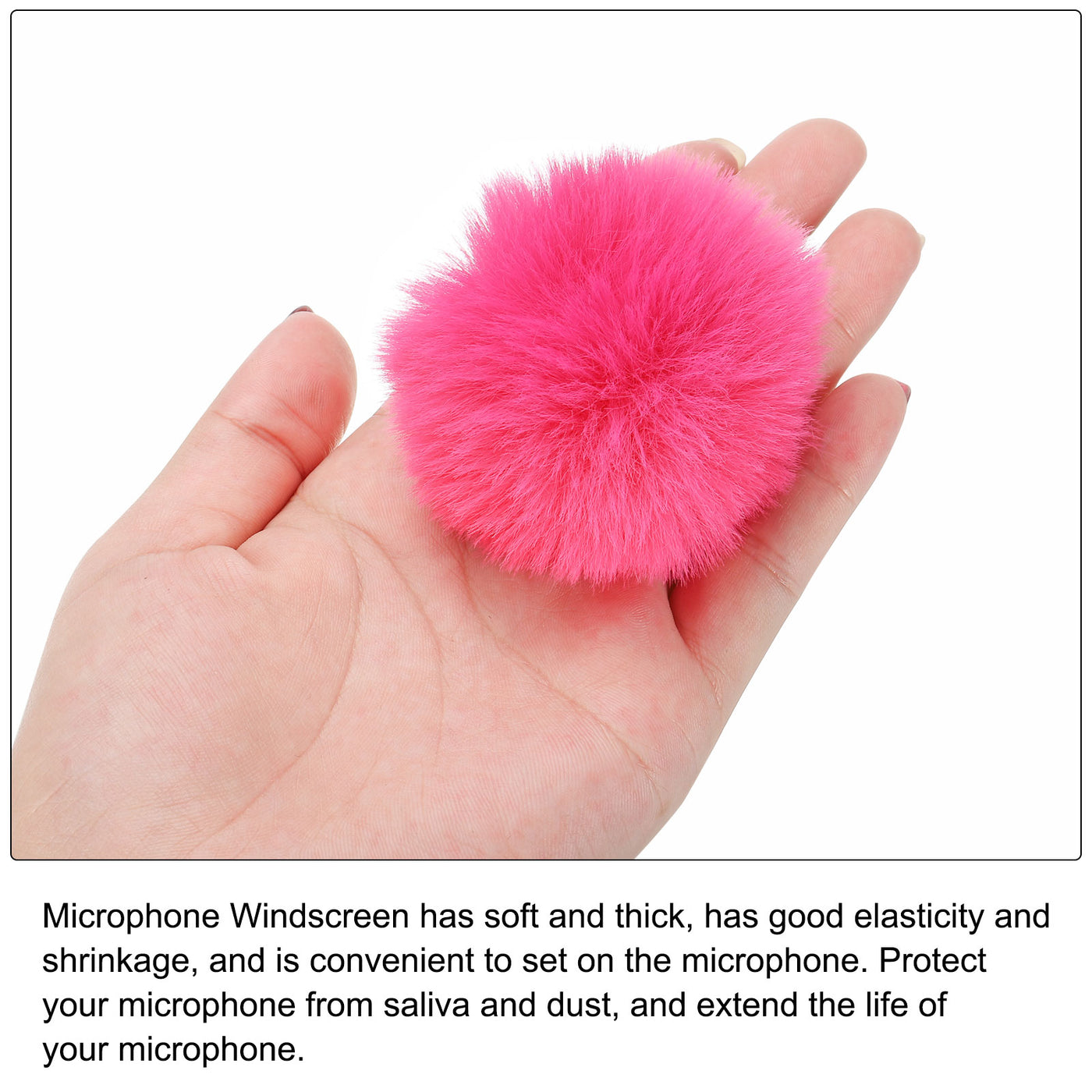 Harfington Furry Microphone Windscreen 7mmx 60mm Mic Cover Windshield Rose Red