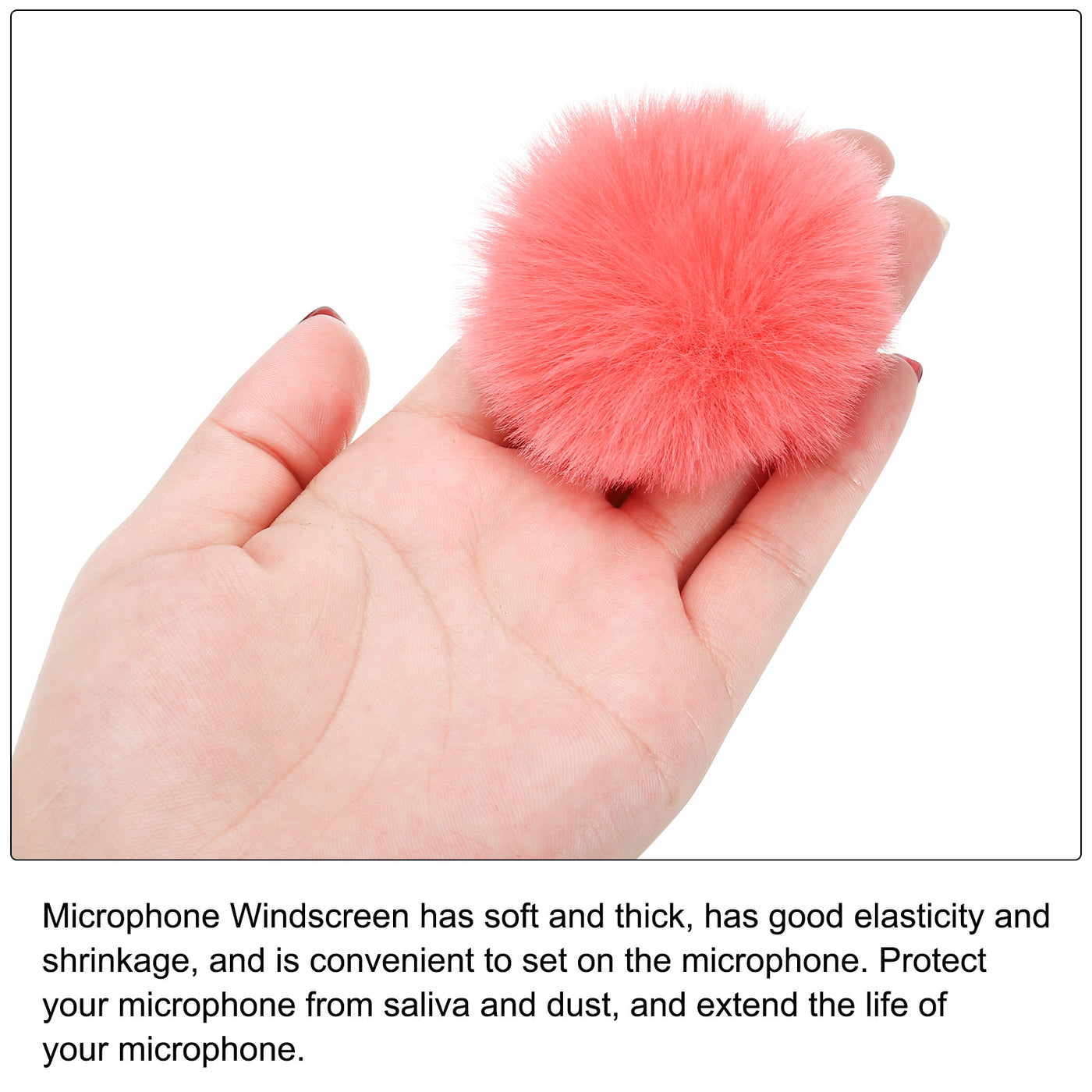 Harfington Furry Microphone Windscreen 7mmx 60mm Mic Cover Windshield Orange