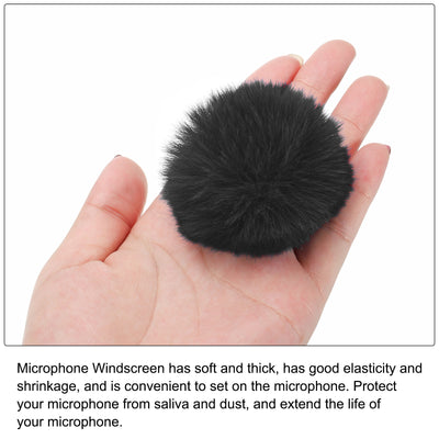 Harfington Furry Microphone Windscreen 7mmx 60mm Mic Cover Windshield Black 2 Pack