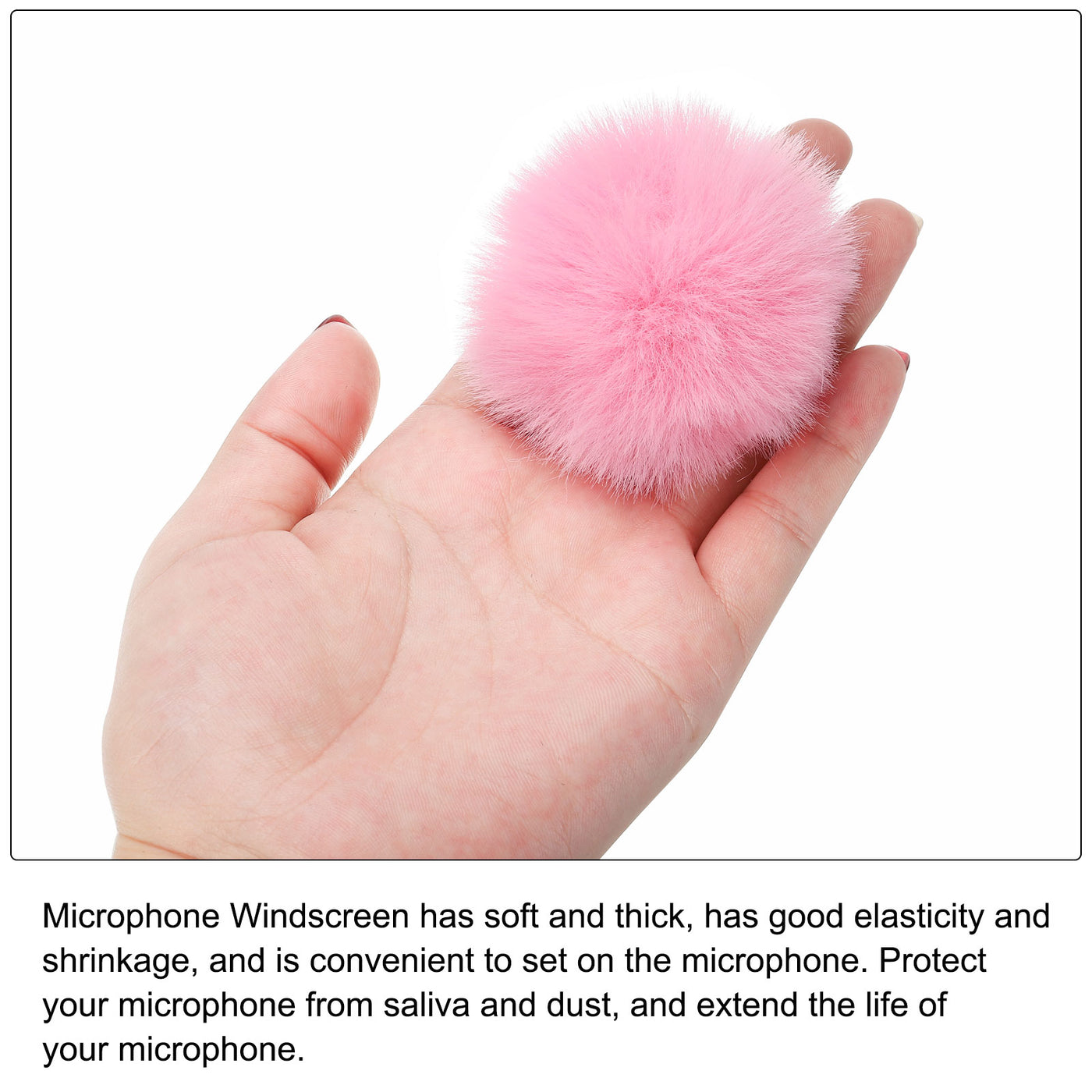 Harfington Furry Microphone Windscreen 7mmx 60mm Mic Cover Windshield Pink 2 Pack