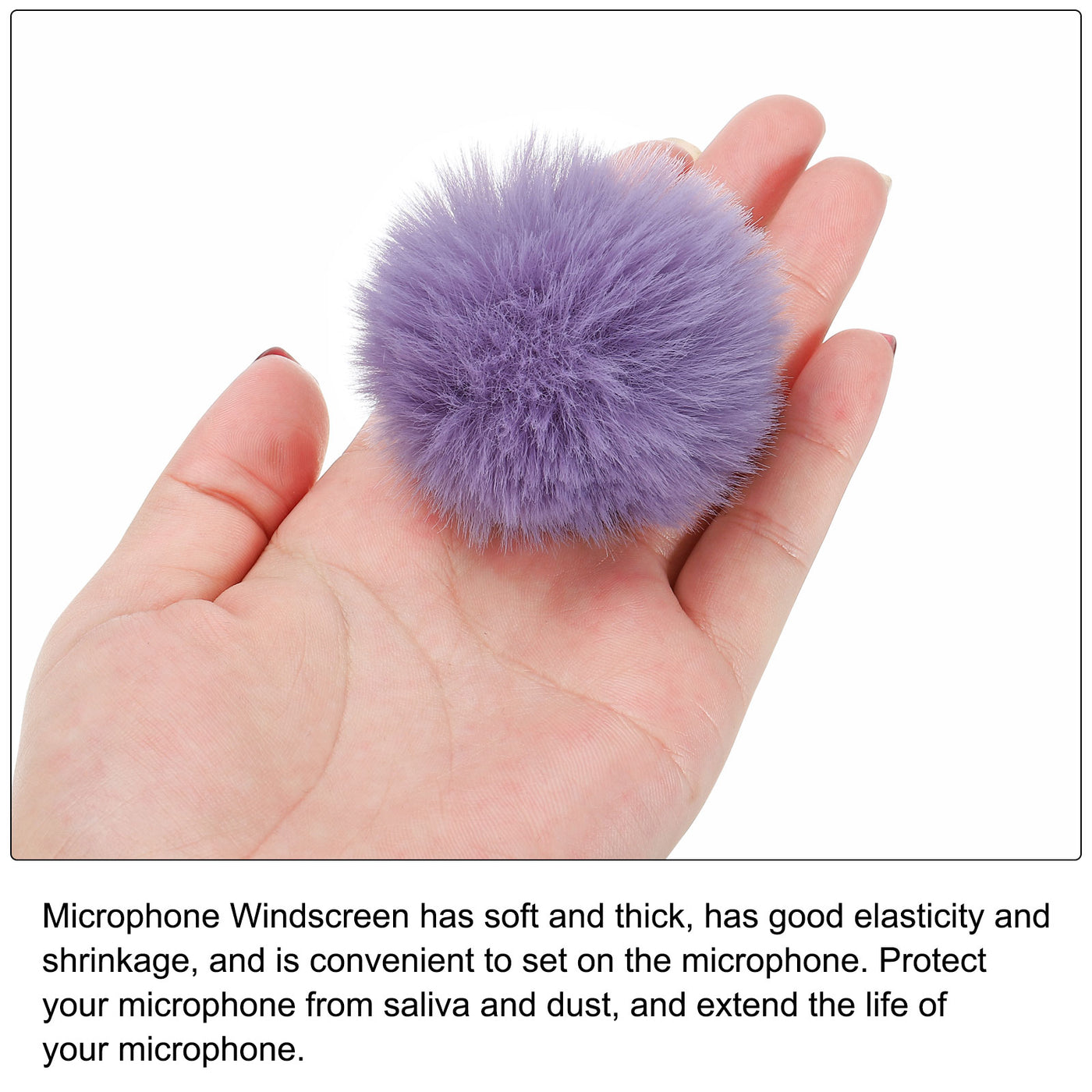 Harfington Furry Microphone Windscreen 7mmx 60mm Mic Cover Windshield Purple 2 Pack