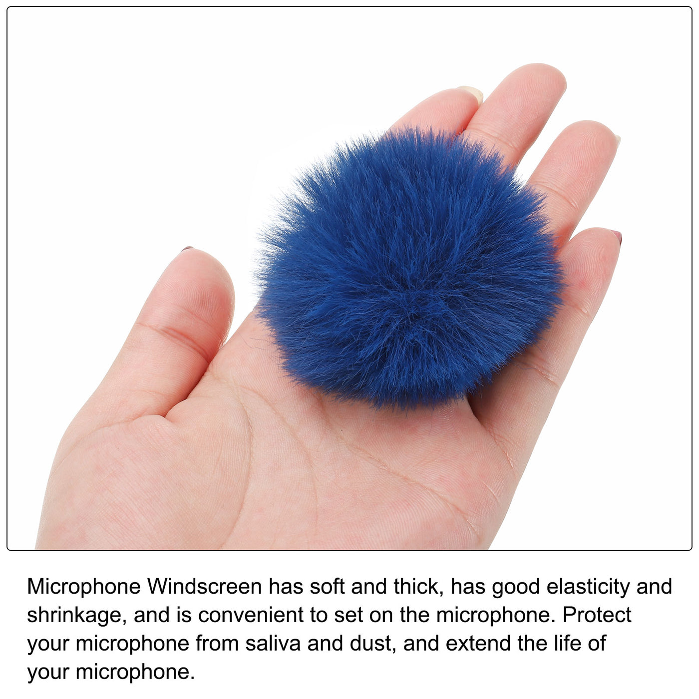Harfington Furry Microphone Windscreen 7mmx 60mm Mic Cover Windshield Dark Blue 2 Pack