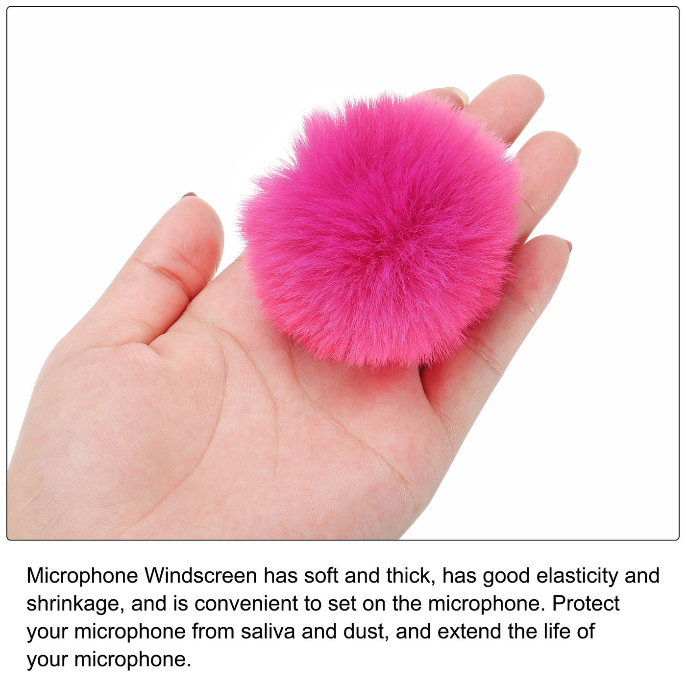 Harfington Furry Microphone Windscreen 9mmx 60mm Mic Cover Windshield Rose Red 4 Pack