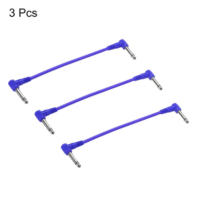 Harfington Guitar Patch Cables 1/4" TRS Right Angle Pedal Instrument Cable Blue 3 Pack