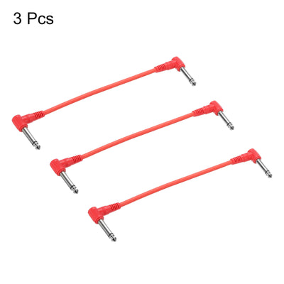 Harfington Guitar Patch Cables 1/4" TRS Right Angle Pedal Instrument Cable Red 3 Pack