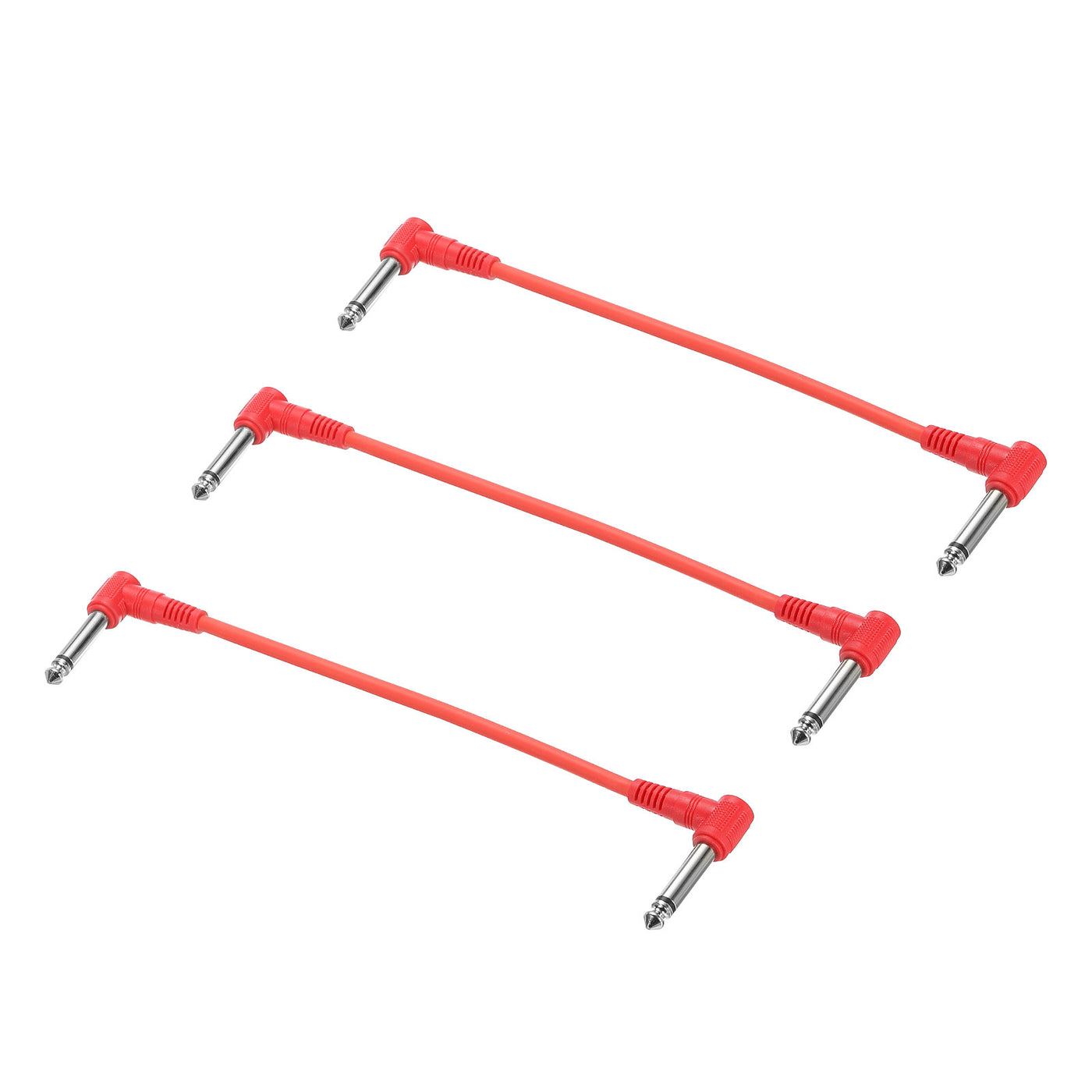 Harfington Guitar Patch Cables 1/4" TRS Right Angle Pedal Instrument Cable Red 3 Pack
