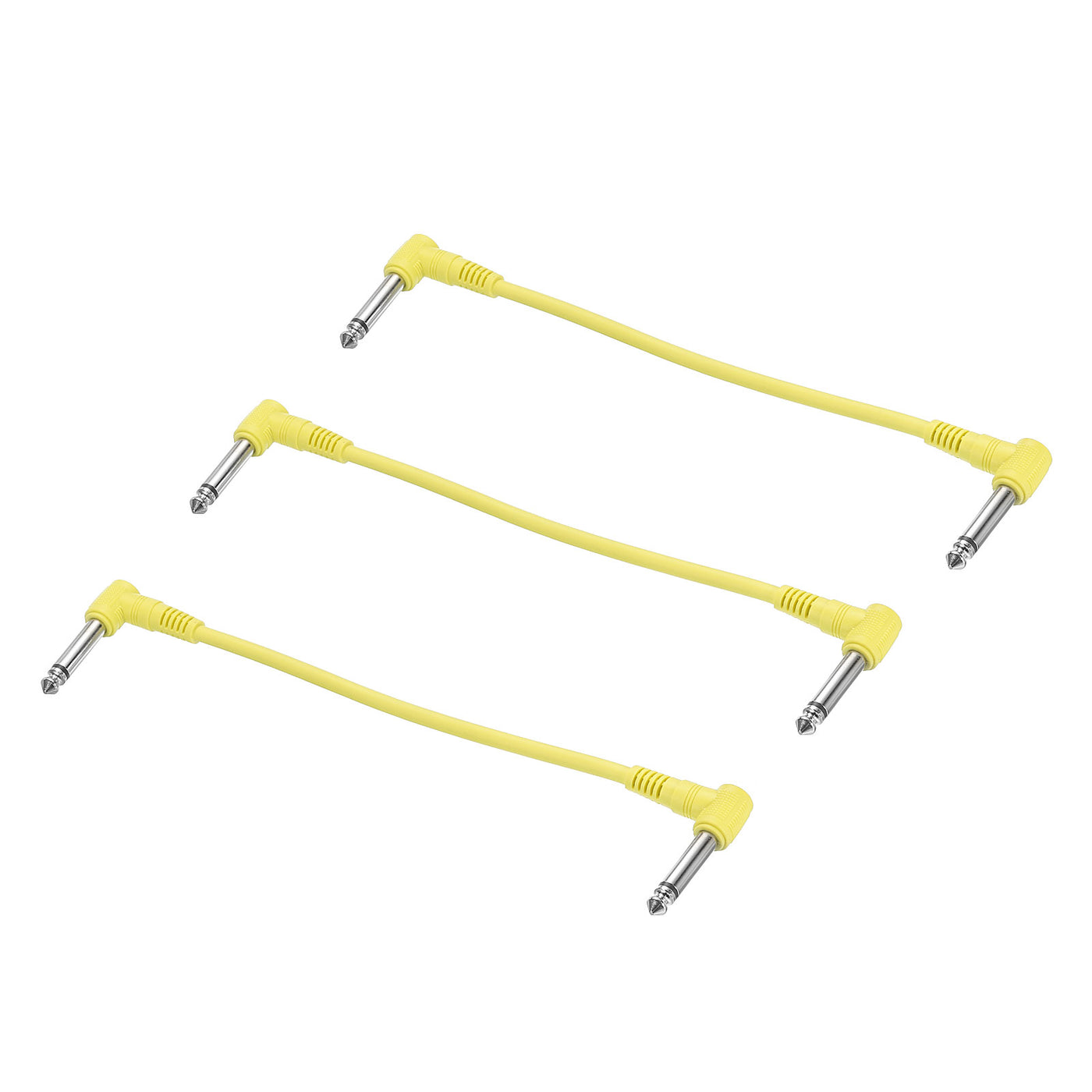 Harfington Guitar Patch Cables 1/4" TRS Right Angle Pedal Instrument Cable Yellow 3 Pack