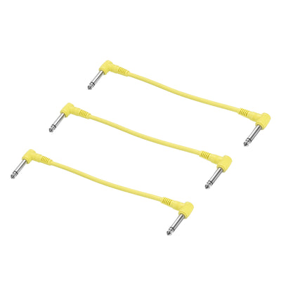 Harfington Guitar Patch Cables 1/4" TRS Right Angle Pedal Instrument Cable Yellow 3 Pack