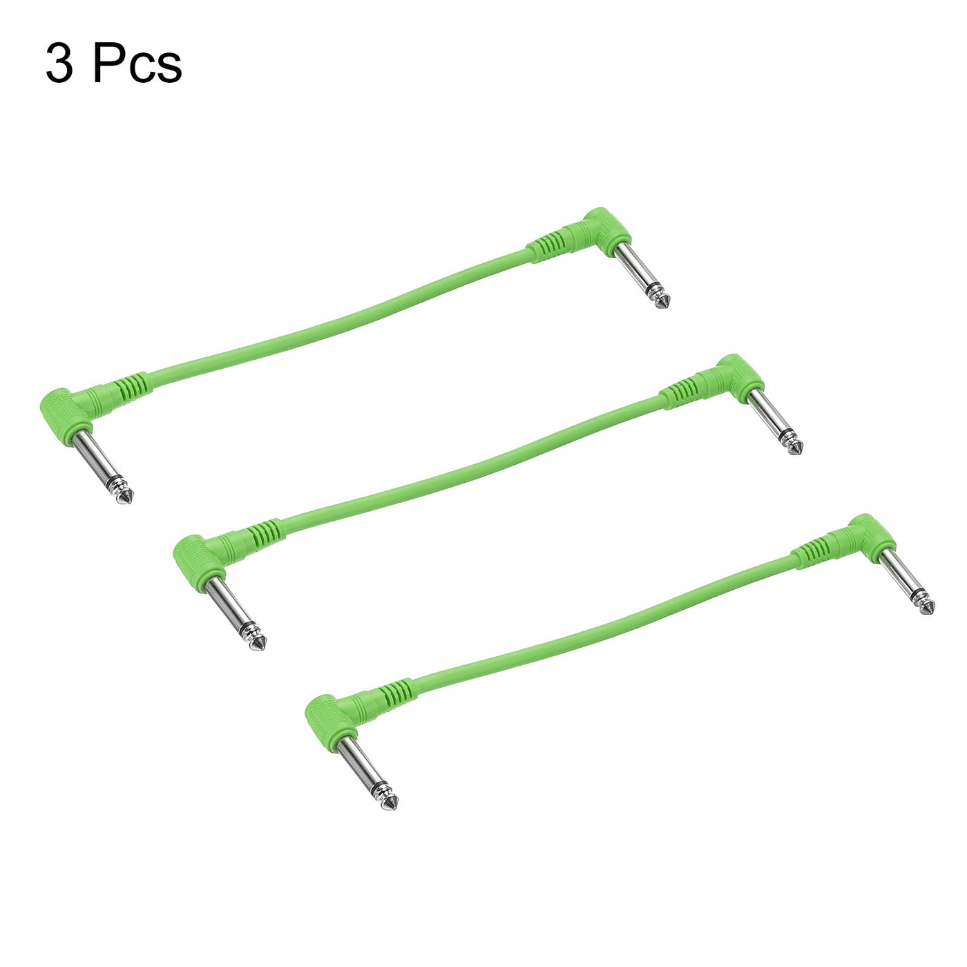 Harfington Guitar Patch Cables 1/4" TRS Right Angle Pedal Instrument Cable Green 3 Pack