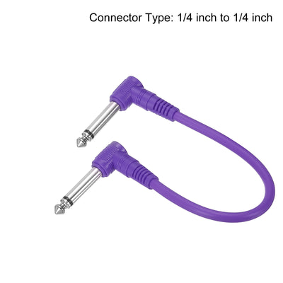 Harfington Guitar Patch Cables 1/4" TRS Right Angle Pedal Instrument Cable Purple 3 Pack