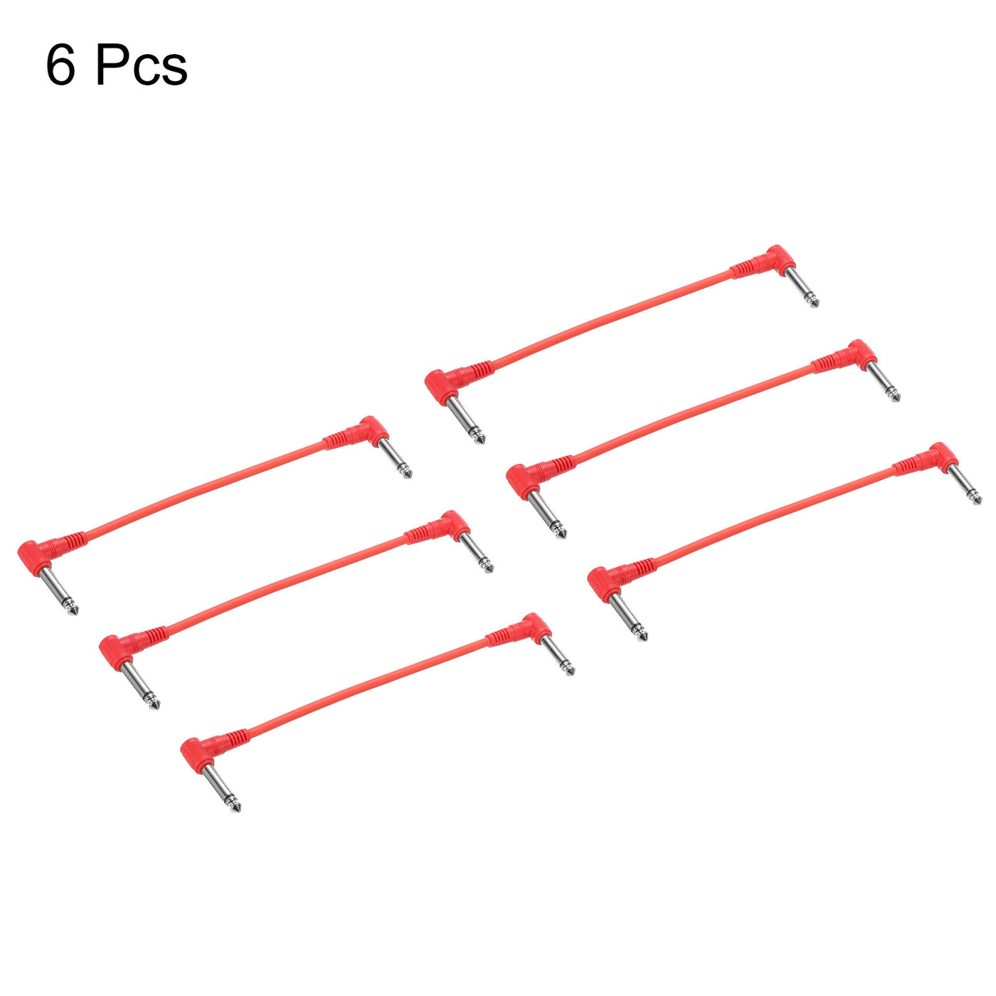 Harfington Guitar Patch Cables 1/4" TRS Right Angle Pedal Instrument Cable Red 6 Pack