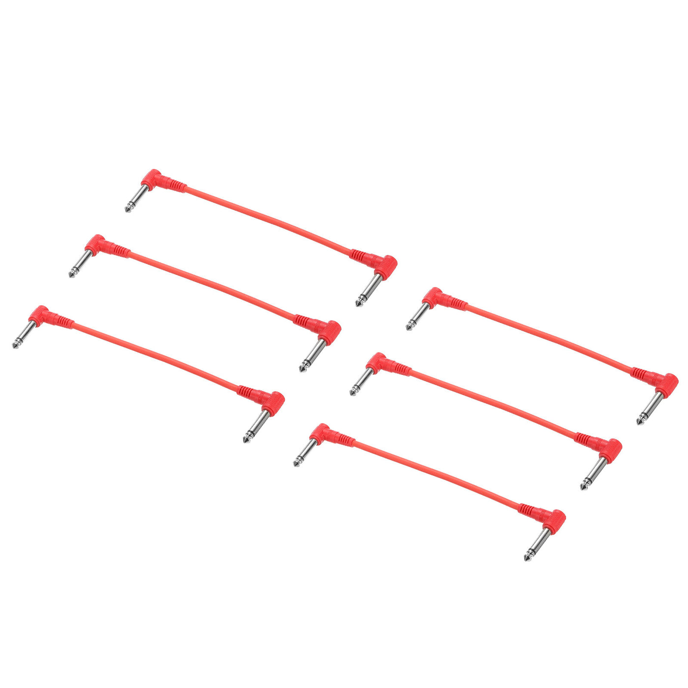 Harfington Guitar Patch Cables 1/4" TRS Right Angle Pedal Instrument Cable Red 6 Pack