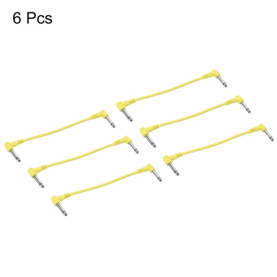 Harfington Guitar Patch Cables 1/4" TRS Right Angle Pedal Instrument Cable Yellow 6 Pack