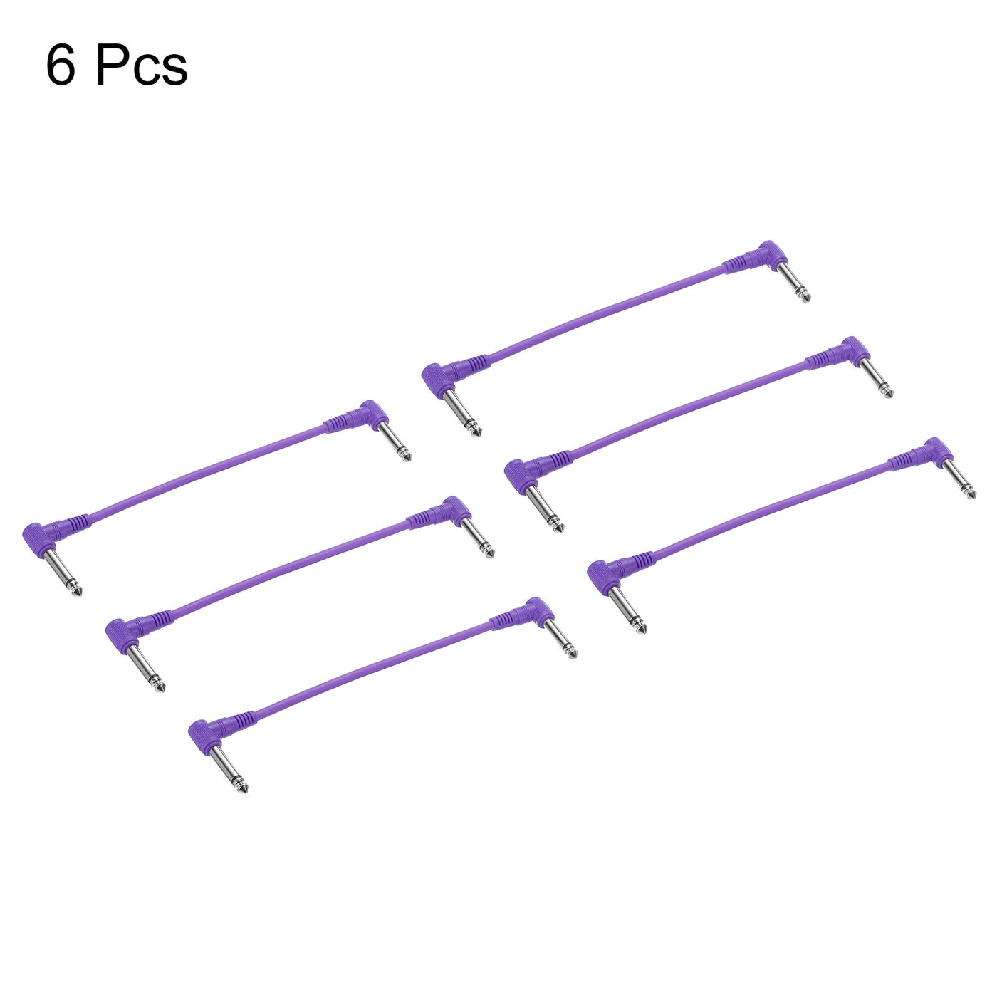 Harfington Guitar Patch Cables 1/4" TRS Right Angle Pedal Instrument Cable Purple 6 Pack